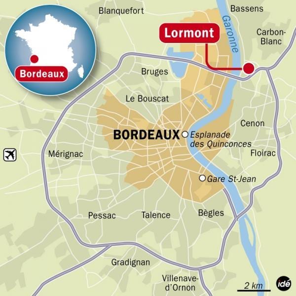 kort af Bordeaux úthverfi