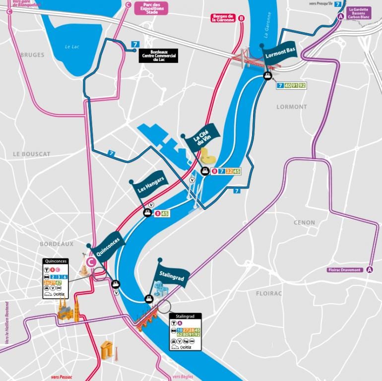 kort af Bordeaux bátnum