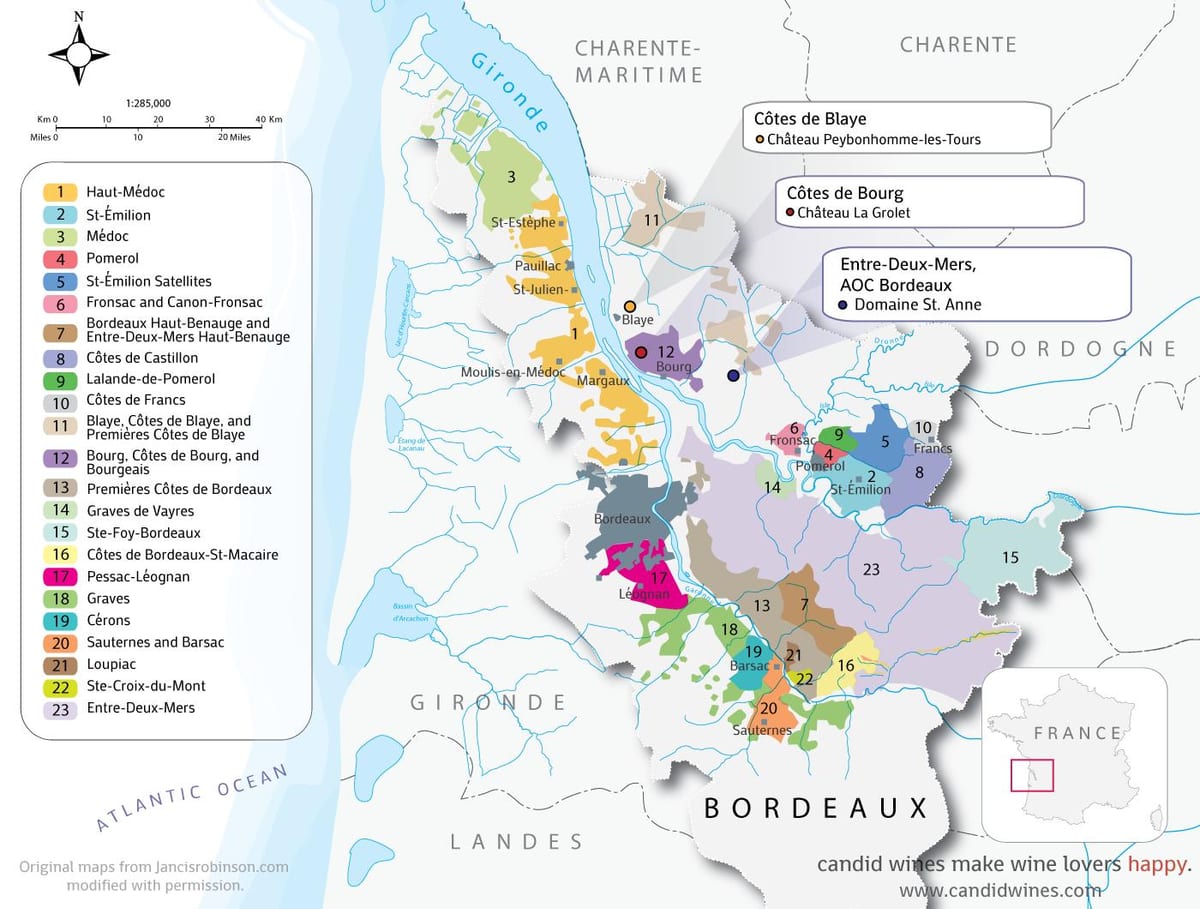kort af Bordeaux kastala