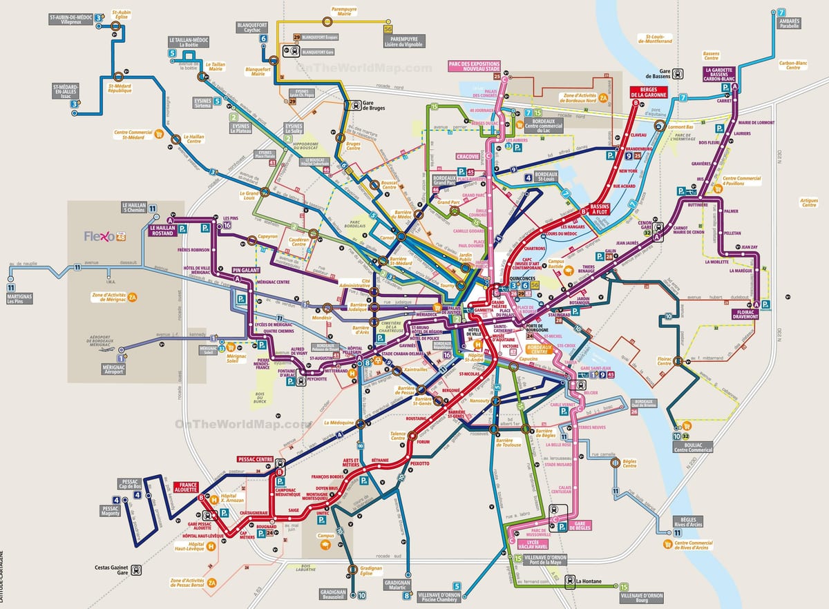 kort af Bordeaux flutning