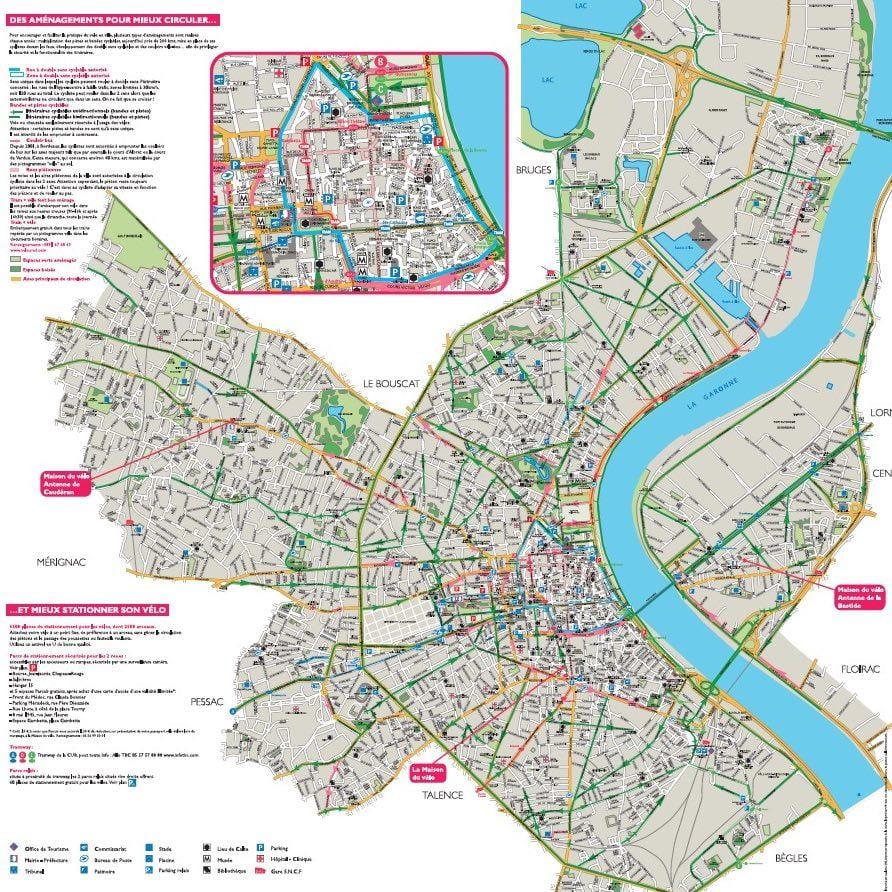 kort af Bordeaux hjólinu