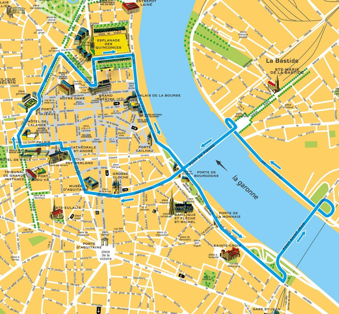 kort af Bordeaux minnismerki