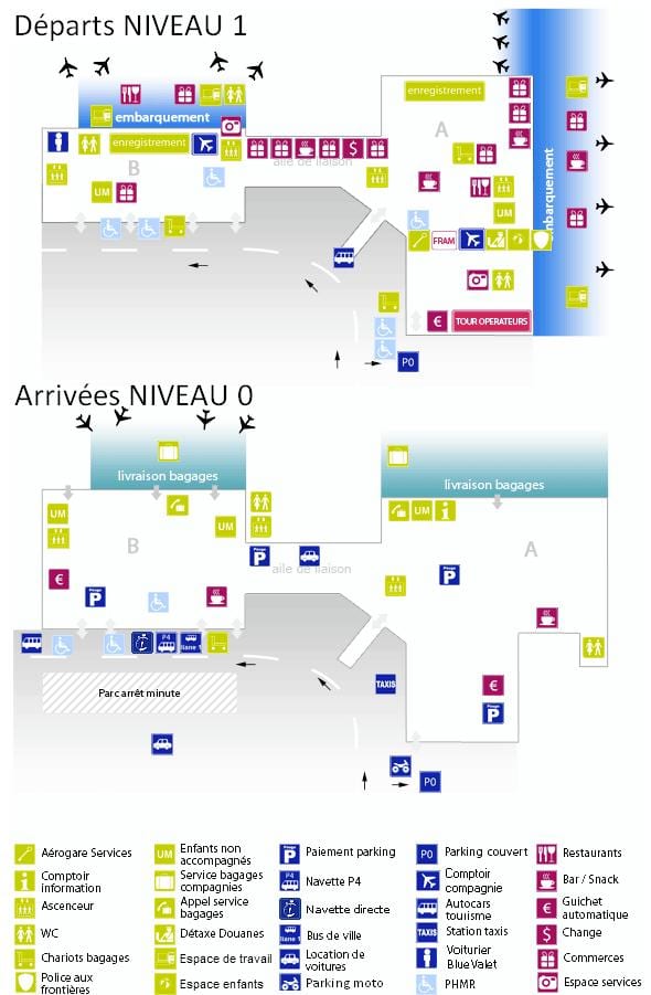 Bordeaux flugstöðina kort