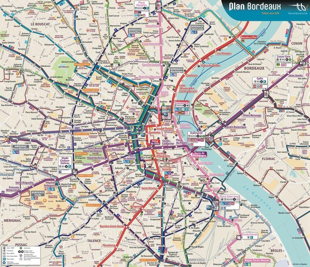 Bordeaux strætó leið kort