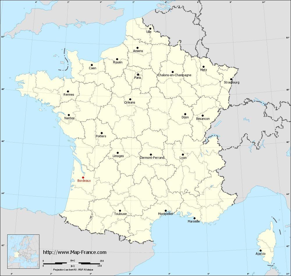 Bordeaux sveitarfélög kort