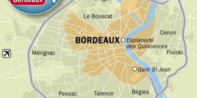 Kort af Bordeaux úthverfi