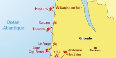 Kort af Bordeaux beach