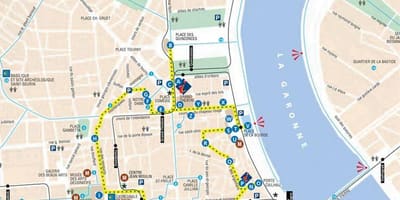 Kort af Bordeaux gönguferð