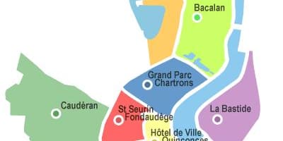 Kort af Bordeaux hverfis