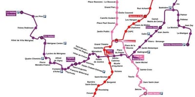 Bordeaux metro kort