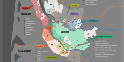 Bordeaux vín land kort