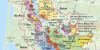 Kort af Bordeaux vín leiðina 