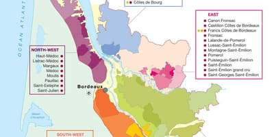 Kort af Bordeaux vín landi